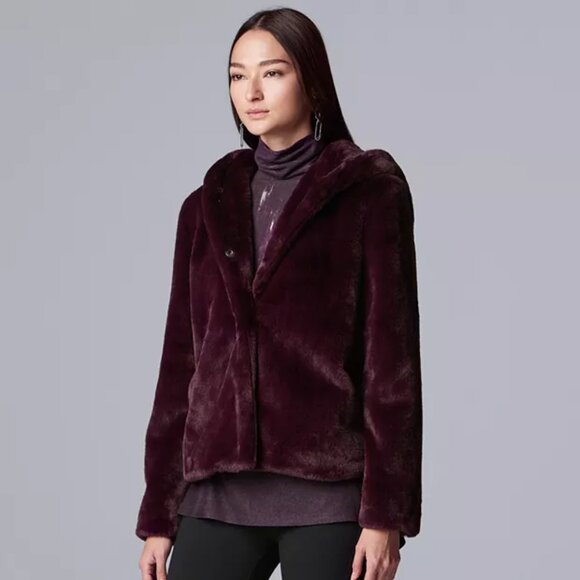 Simply Vera Vera Wang Burgundy Teddy Jacket - Picture 1 of 6